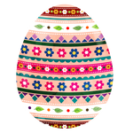 イースターエッグ_花柄線のピンクの卵