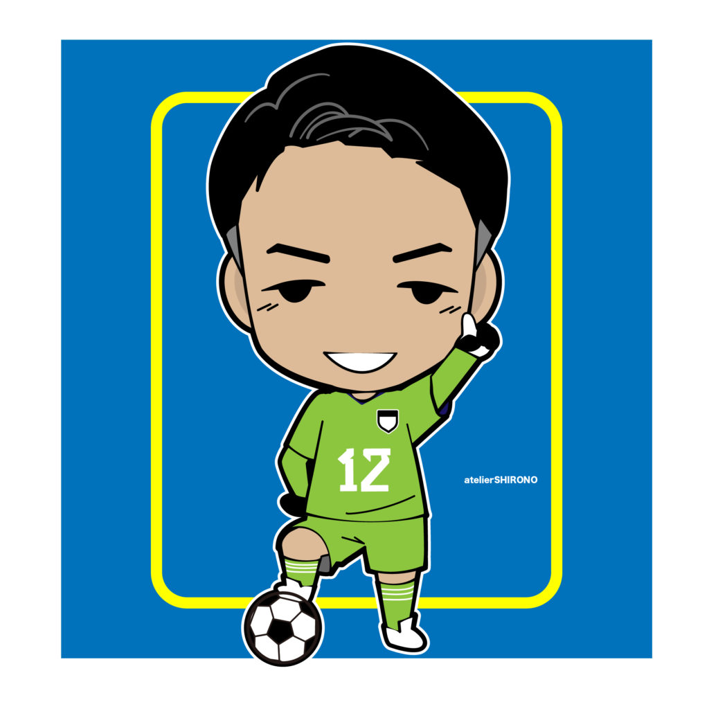 サッカーW杯2022_日本代表・ゴールキーパー権田選手の可愛いちびキャラ似顔絵