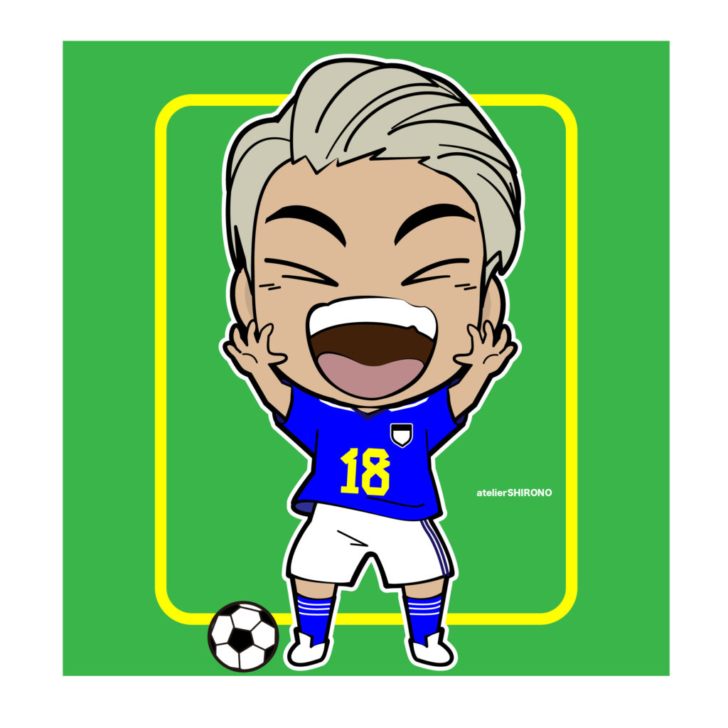 サッカーW杯2022_日本代表・浅野選手の可愛いちびキャラ似顔絵