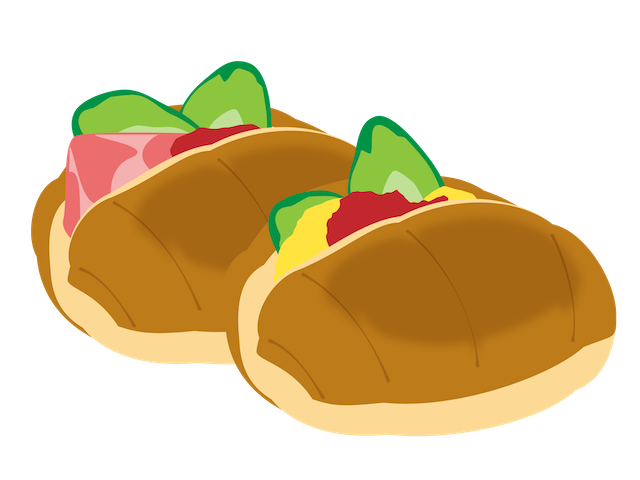 町の喫茶店メニューにありそうなパン系の軽食イラスト_小腹を満たしたいときに食べたいロールパンサンド