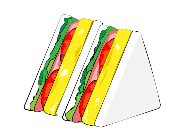 町の喫茶店メニューにありそうなパン系の軽食イラスト_オーソドックスだけどやっぱり食べてみたいミックスサンド