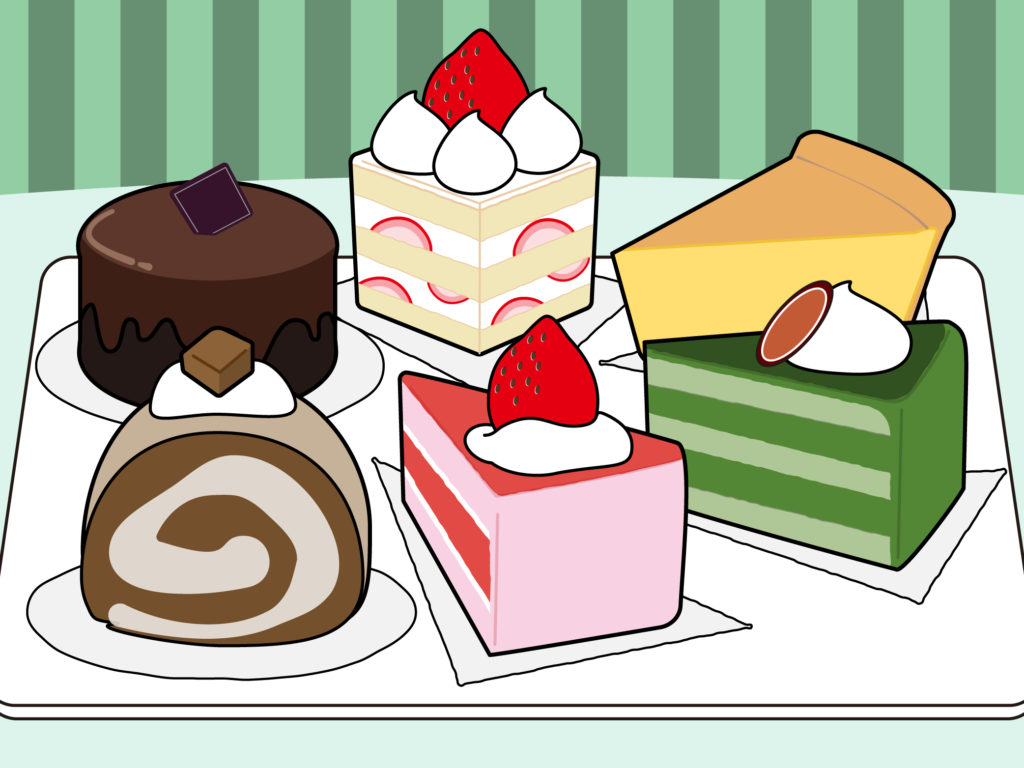 小さくて可愛くて美味しいショートケーキの間違い探しをYouTubeにて公開しています。どれが食べたいですか。イチゴショート、抹茶、チーズケーキ、ガトーショコラ、ロールケーキ、私は全部好きです食べたいです。