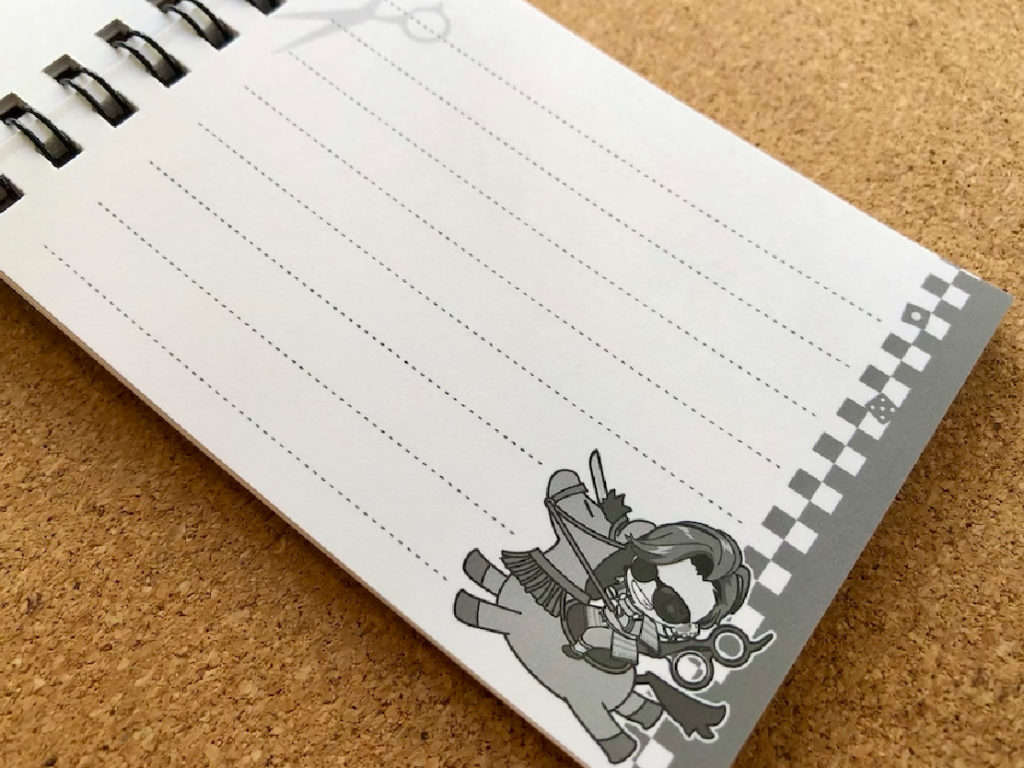 アトリエしろのオリジナルグッズ・人斬りちゃん丙午メモ帳 手のひらサイズの可愛いメモ帳です。 本文は50枚あります(片面印刷) 表紙・本文ともにオリジナル対応可能です。 表紙はフルカラー 本文は片面単色印刷となります。